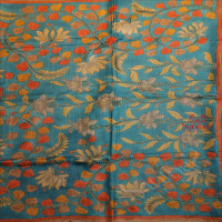 BLUE COLOUR TUSSAR SAREE WITH KALAMKARI PRINT WITH CONTRAST FLORAL PRINT BLOUSE