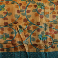 BLUE COLOUR TUSSAR SAREE WITH CUT WORK AND KALAMKARI PRINT WITH CONTRAST PRINTED BLOUSE