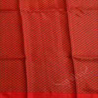 BLACK & RED PRINTED SILK SAREE WITH FLOWER MOTIFS AND CONTRAST PALLU & BLOUSE