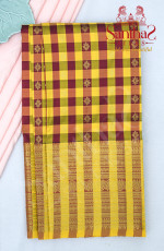 YELLOW & MEROON CHECKED BODY WITH CONTRAST BLOUSE