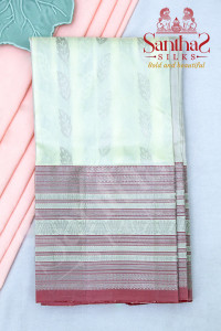 ivory-colour-body-in-leaf-zari-butta-with-contrast-blouse-border