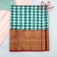 green-white-checked-body-with-contrast-blouse-border