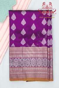 majenta-colour-body-in-zari-butta-with-contrast-blouse-border