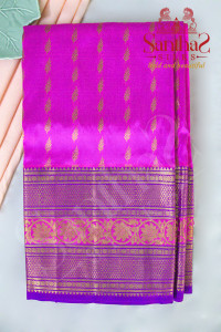 pink-colour-body-in-leaf-butta-with-contrast-blouse-border