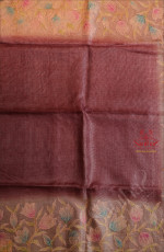 CHINESE VIOLET COLOUR KOTA TUSSAR SAREE WITH APPLIQUE WORK AND SELF BLOUSE