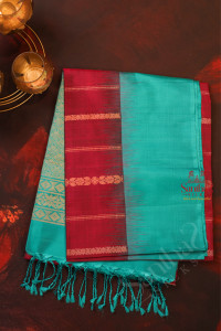 tyrian-purple-colour-body-with-golden-zari-butta-with-contrast-blouse-border