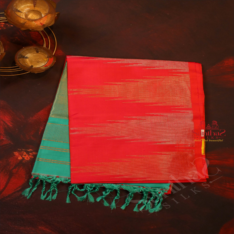 PINK COLOUR BODY WITH GOLDEN ZARI FANCY BUTTA WITH CONTRAST BLOUSE & BORDER