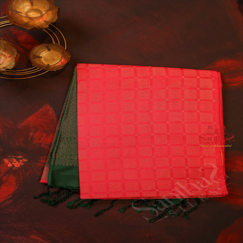 PINK COLOUR BODY WITH GOLDEN ZARI FANCY BUTTA WITH CONTRAST BLOUSE & BORDER