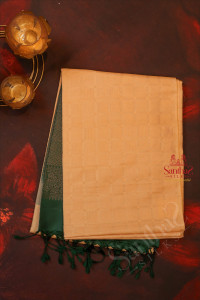 sandal-colour-body-with-golden-zari-fancy-butta-with-contrast-blouse-border