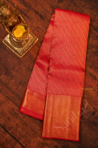 pink-colour-body-with-golden-zari-strips-with-self-blouse-border