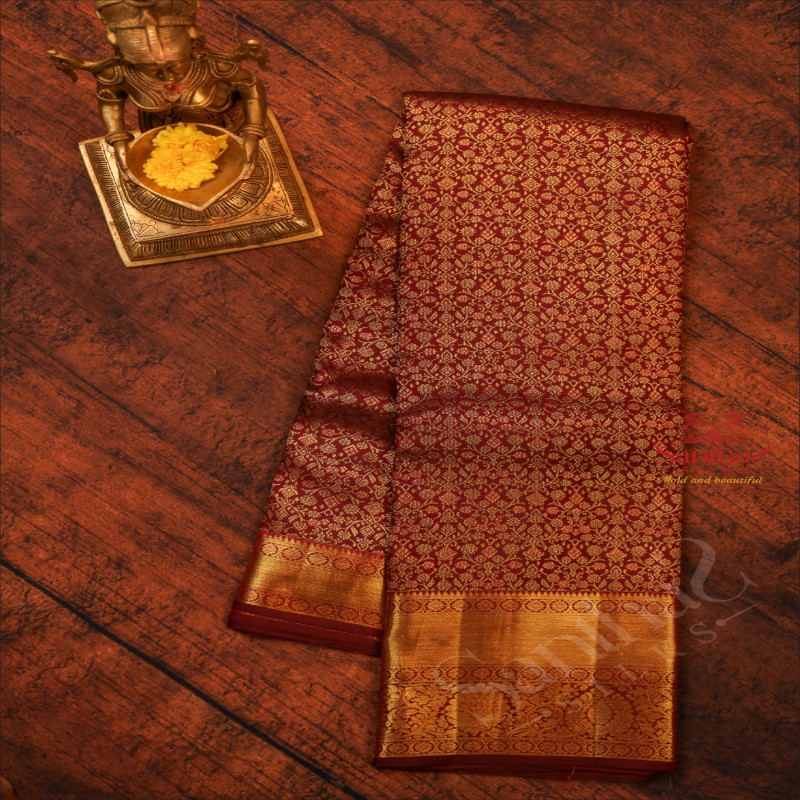 DARK PURPLE COLOUR BODY WITH JACQUARD EMBOSED WITH SELF BLOUSE & BORDER