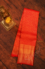 RED COLOUR BODY WITH JACQUARD FLORAL BUTTA WITH SELF BLOUSE & BORDER