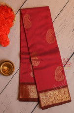 DUSTY PINK COLOUR BODY WITH GOLDEN ZARI MANGO BUTTA WITH CONTRAST BLOUSE & BORDER