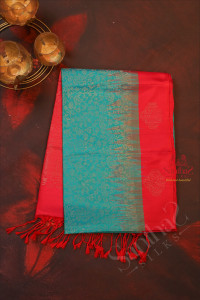 peacock-blue-colour-body-with-golden-silver-zari-leaf-kodi-pattern-and-contrast-colour-pallu-blouse