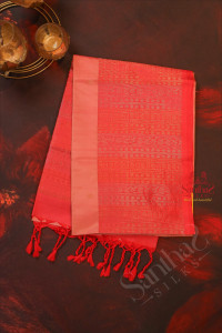 pastel-peach-colour-body-with-golden-zari-butta-with-contrast-blouse-border