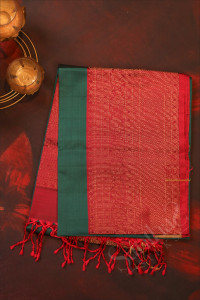 forest-green-colour-body-with-golden-zari-buttas-and-contrast-colour-pallu-blouse