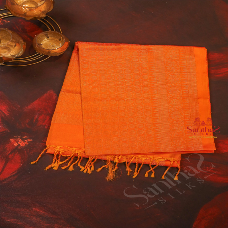 MANGO YELLOW AND ORANGE MIXED COLOUR BODY WITH GOLDEN ZARI BUTTA AND SELF COLOUR PALLU & BLOUSE