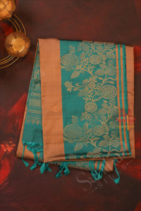 peanut-brown-colour-body-with-golden-zari-butta-with-contrast-blouse-border