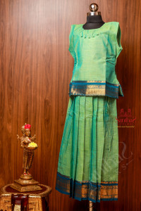 green-colour-cotton-pavadai-with-top