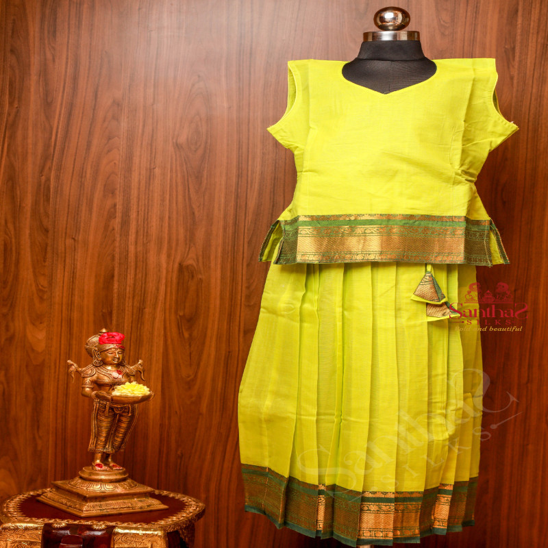 GREEN COLOUR PAVADAI WITH TOP