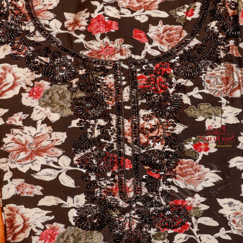 BLACK COLOUR FANCY UNSTITCHED SALWAR SUIT