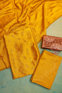 mustard-yellow-semi-tussar-unstitched-salwar-suit