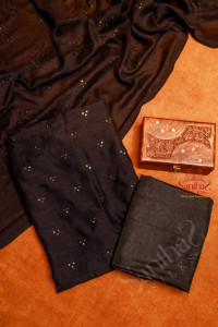 black-colour-semi-tussar-unstitched-salwar-suit