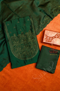 dark-green-semi-tussar-unstitched-salwar-suit