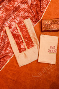 dark-brown-semi-tussar-unstitched-salwar-suit