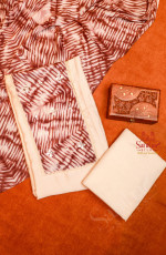 DARK BROWN SEMI TUSSAR UNSTITCHED SALWAR SUIT