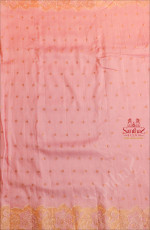 BABY PINK COLOUR MUNGA SILK WITH GOLDEN BUTTA CUT WORK BORDER WITH APPLICK WORK BLOUSE