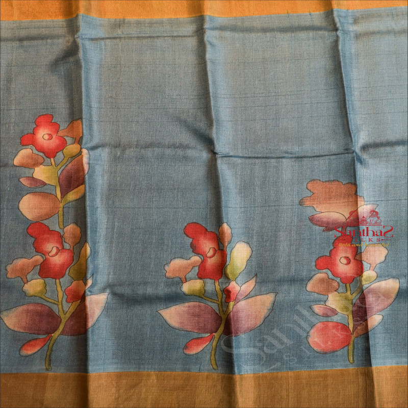  TUSSAR SAREE IN TEAL BLUE COLOUR