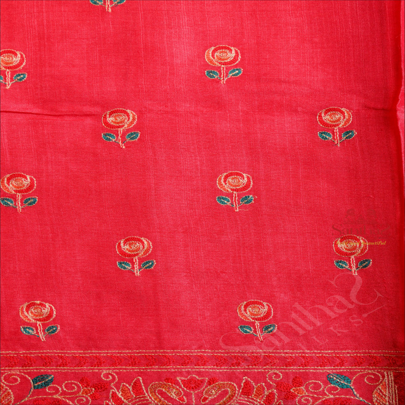  TUSSAR SAREE IN ROSE COLOUR