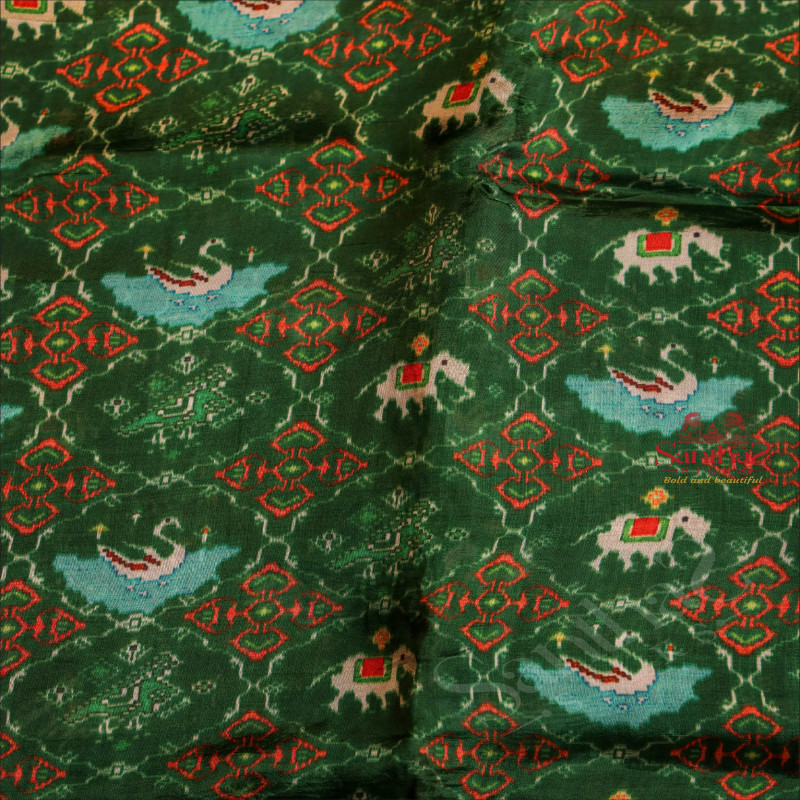 PRINTED SILK SAREE IN GREEN COLOUR 