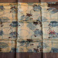 BLUE COLOUR TUSSAR SAREE IN FLORAL PATTERN WITH SELF BLOUSE