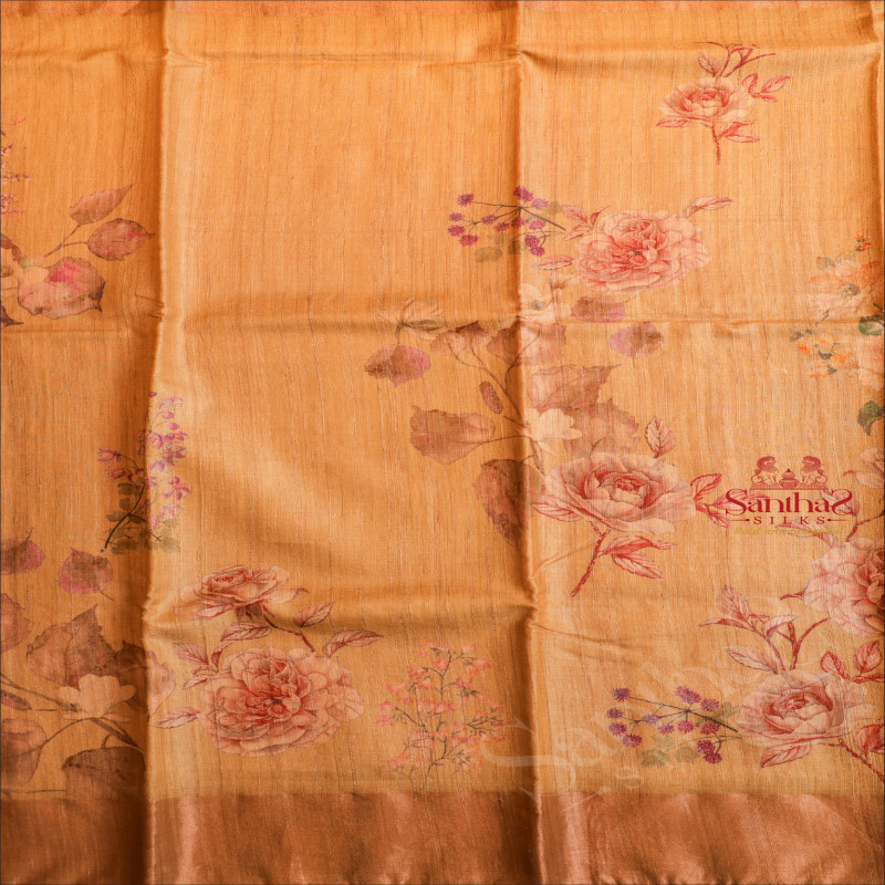  TUSSAR SAREE IN LIGHT BROWN COLOUR