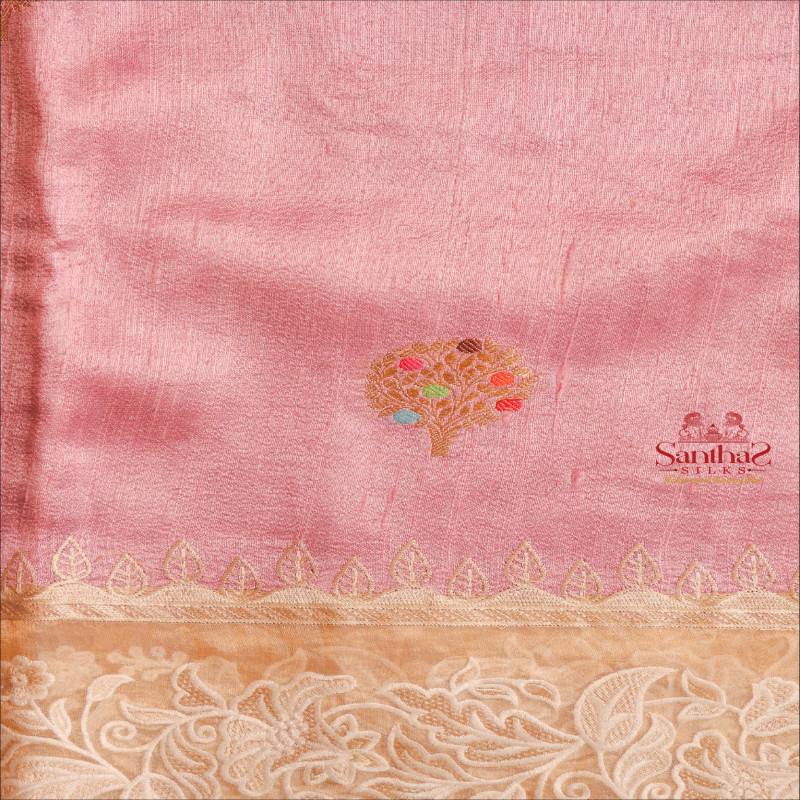 TUSSAR SAREE IN PASTEL PINK 