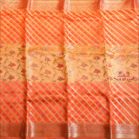 ORGANZA TISSUE SAREE IN ORANGE COLOUR WITH HALF & HALF DESIGN