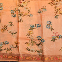 BANARAS COTTON SAREE IN PEACH COLOUR WITH FLORAL PRINTED