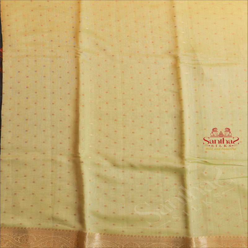  BANARAS COTTON SAREE IN PASTEL GREEN COLOUR