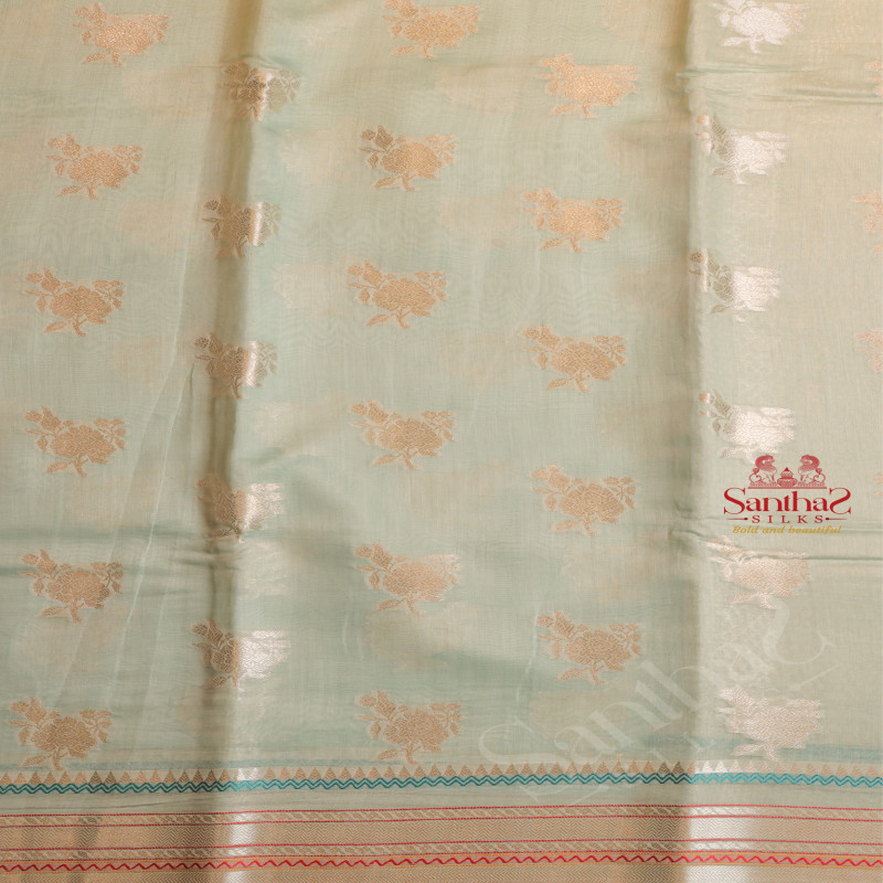  BANARAS COTTON SAREE IN SKY BLUE COLOUR