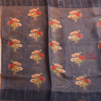  ORGANZA TISSUE SAREE IN NAVY BLUE COLOUR