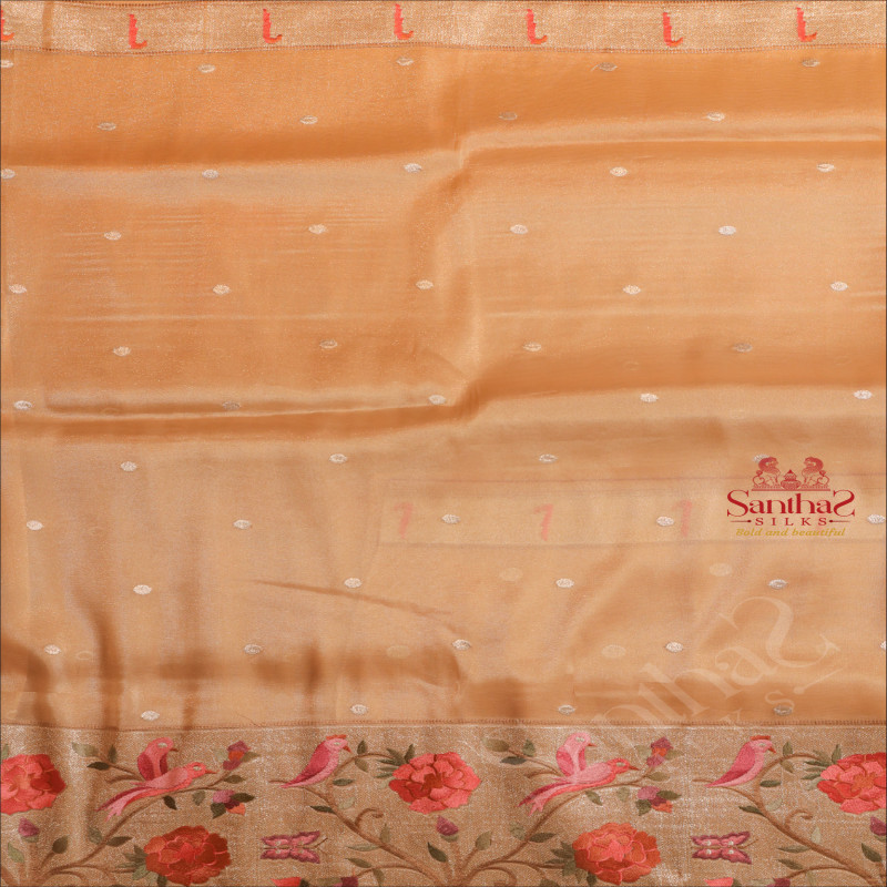  ORGANZA TISSUE SAREE IN METALIC ROSEGOLD COLOUR