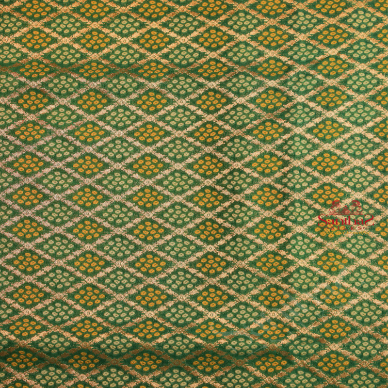  GEORGETTE MATERIAL IN BANDHINI PATTERN SAREE IN GREEN COLOUR