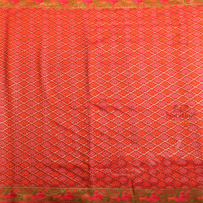  GEORGETTE MATERIAL IN BANDHINI PATTERN SAREE IN RANI PINK COLOUR