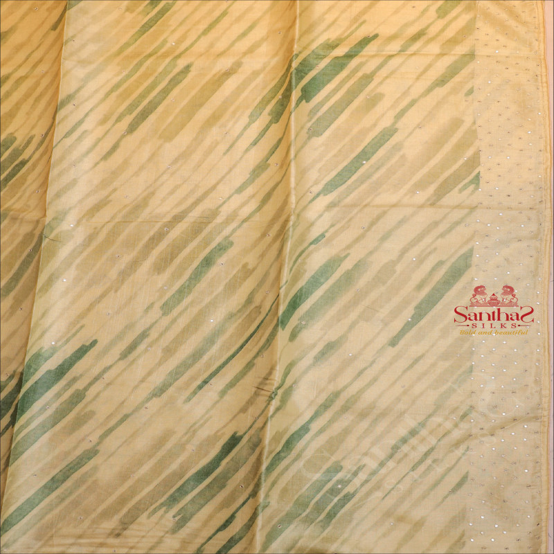  TUSSAR SAREE WITH DIGITAL EMBORIDERY WORK IN PASTEL GREEN COLOUR