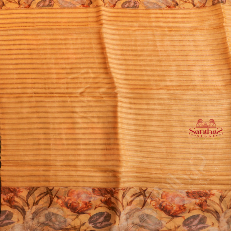  ORGANZA SAREE WITH DIGITAL PRINT IN SANDAL COLOUR