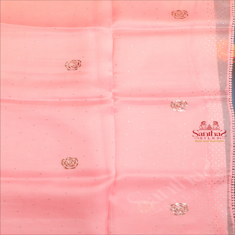 ORGANZA SAREE IN PINK COLOUR 