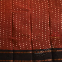  SUNGUDI SAREE WITH HAND KNOTTED BUTTA IN SADDLE BROWN COLOUR WITH CONTRAST BLOUSE & BORDER