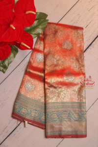 golden-orange-colour-body-with-jacquard-embosed-floral-pattern-with-contrast-blouse-border